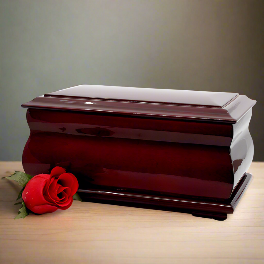 Wooden Urn | Curve Solid Mahogany - Casket Depot Vancouver