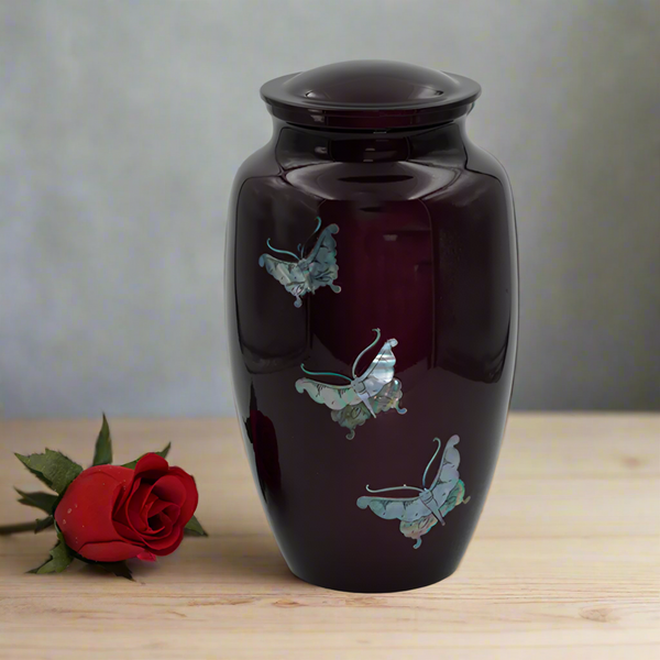 Brass Metal Urn For Ashes | Butterfly Tranquility