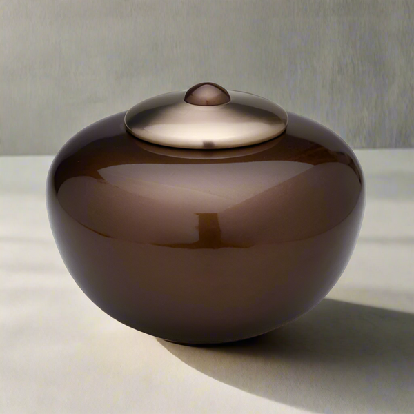 Brass Metal Urn For Ashes | Brown With Gold