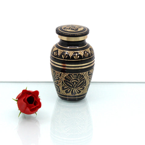 MEMENTO | BLACK / GOLD FLORAL DETAIL – 06-2500T - Casket Depot Vancouver