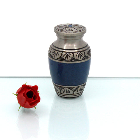 MEMENTO | BLUE WITH SILVER LEAF – 06-1911T - Casket Depot Vancouver