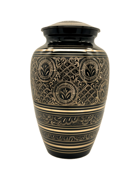Black with gold etch urn front view 