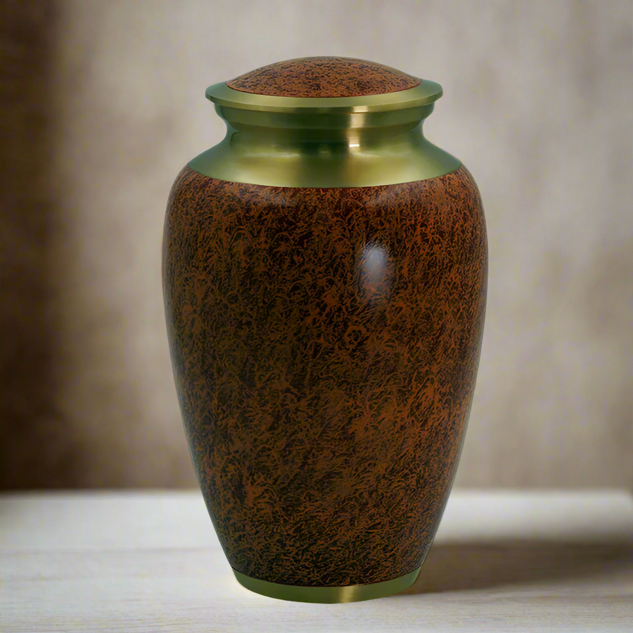 Brass Metal Urn For Ashes | Orange Sponge - Casket Depot Vancouver