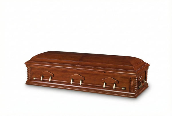 Wooden casket on a white background
