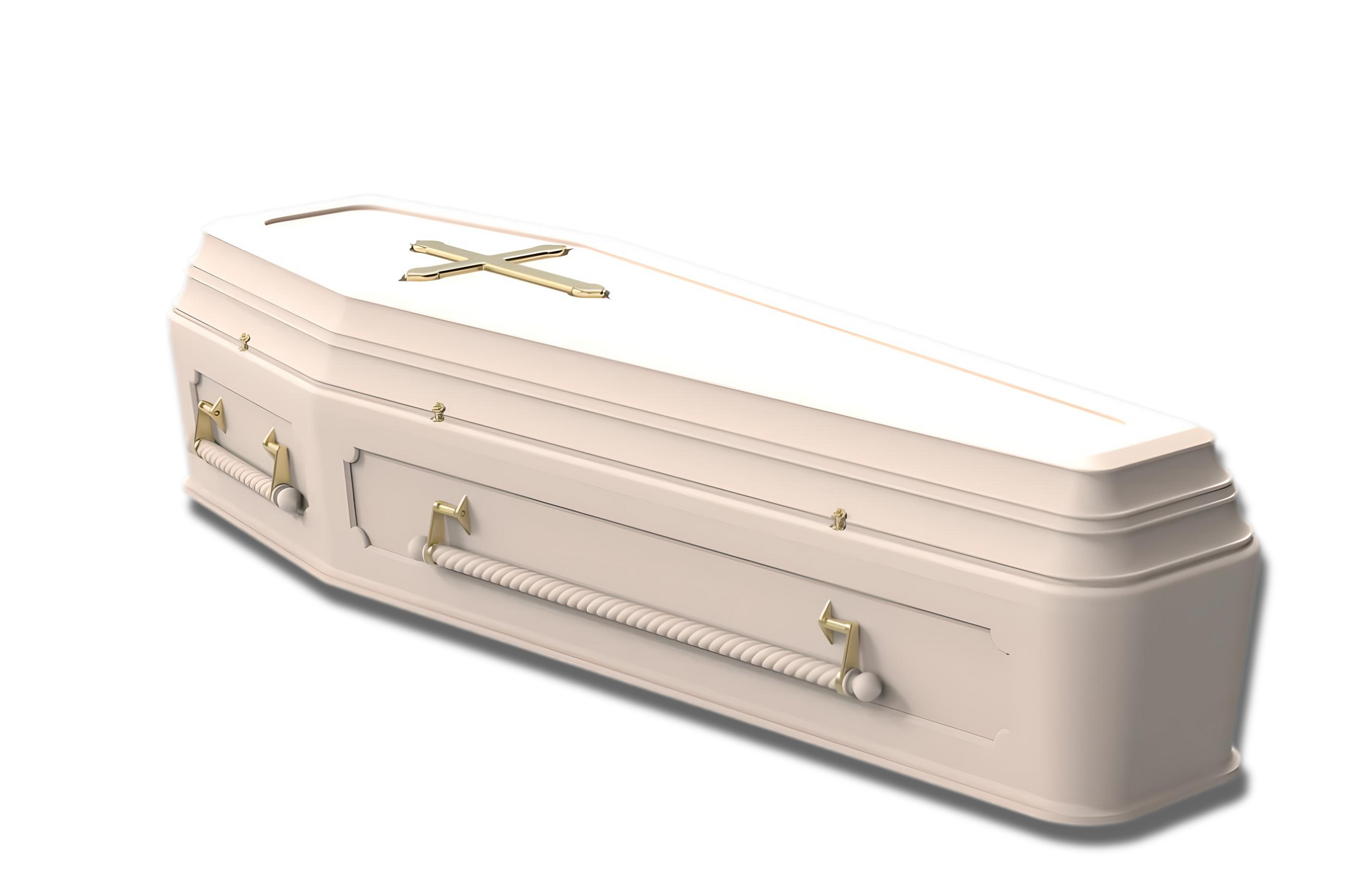 A cream colour European style coffin from Casket Depot Vancouver