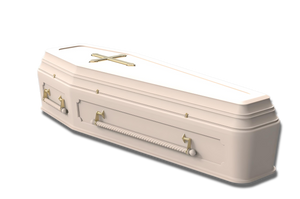 A cream colour European style coffin from Casket Depot Vancouver