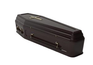 A dark colour European style coffin from Casket Depot Vancouver