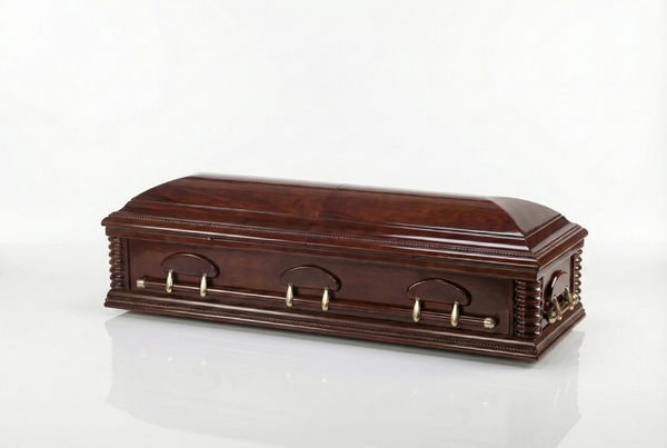 Wooden casket on a white background