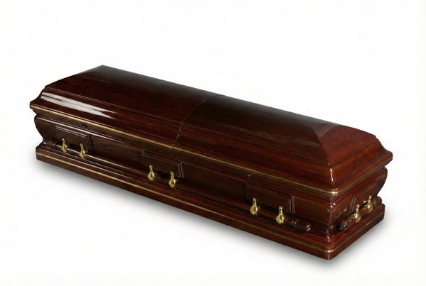 Wooden casket on a white background