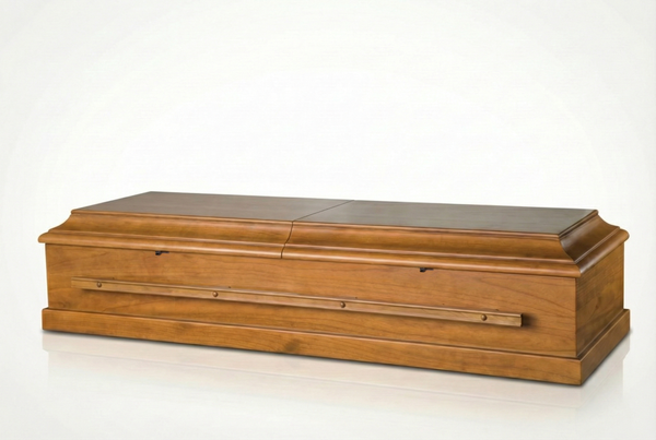 Wooden casket on a white background