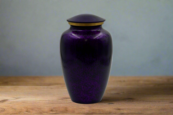 Brass Metal Urn For Ashes | Purple Mist With Gold Trim