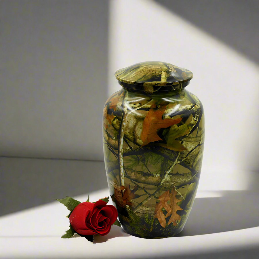 Brass Metal Urn For Ashes | Camouflage - Casket Depot Vancouver