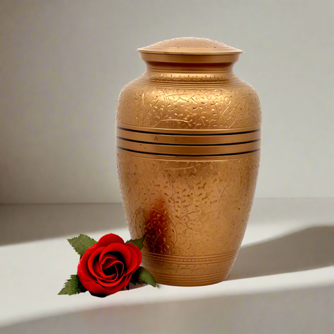 Brass Metal Urn For Ashes | Gold Detail Black 3 - Trim - Casket Depot Vancouver