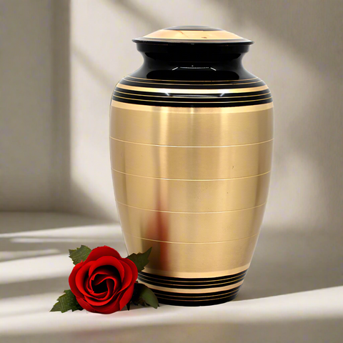 Brass Metal Urn For Ashes | Gold & Black