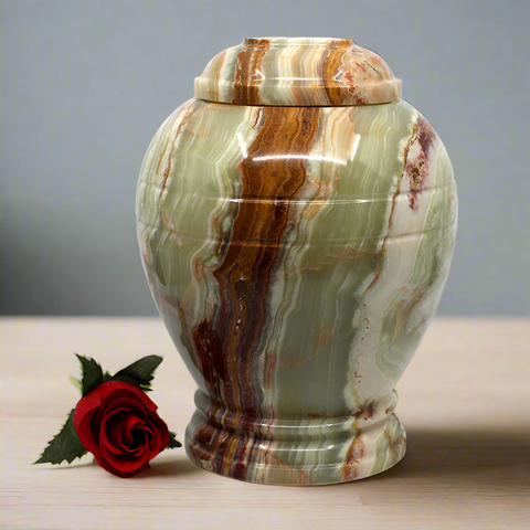 Plinthe Marble Urn | Green Onyx - Casket Depot Vancouver