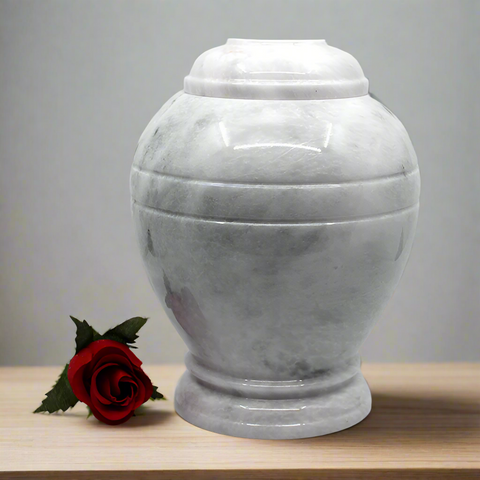 Plinthe Marble Urn | Pearl White