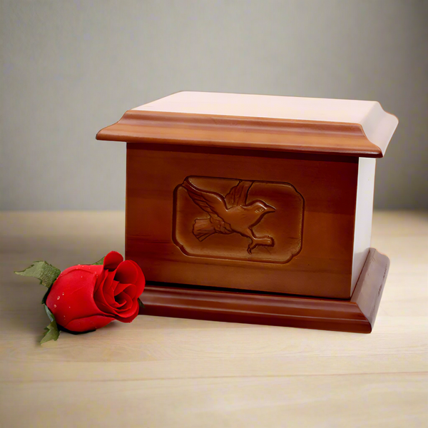 Wooden Urn | Bird Etch