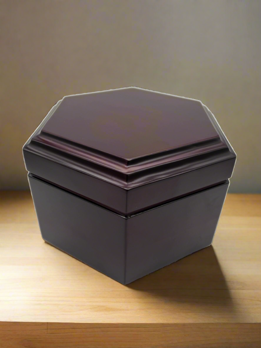 Wooden Urn | Hexa Wood Mahogany - Casket Depot Vancouver