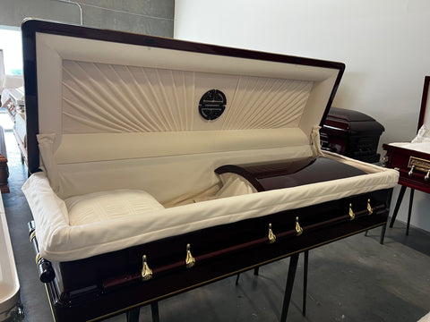 Solid Wood Casket | Longevity Full Couch With Carved Top