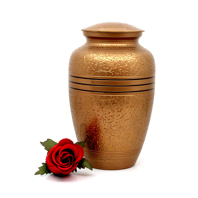 Classic Three Bands Cremation Urn for Ashes in Gold