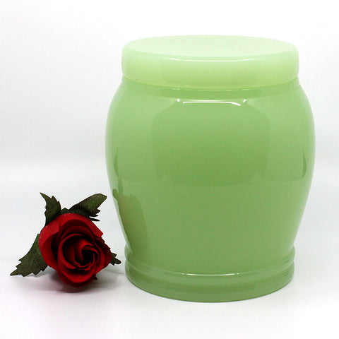 green jade round urn with flat lid