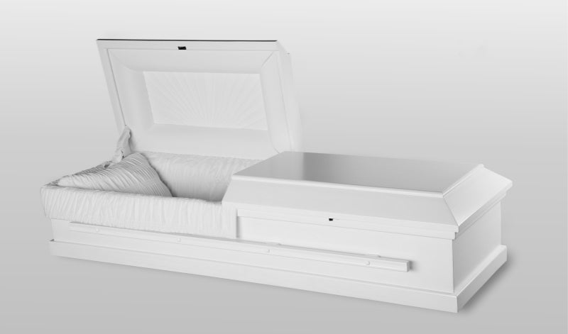 Pacifica White poplar casket with white interior fabric - Casket Depot Vancouver