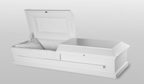 Pacifica White poplar casket with white interior fabric - Casket Depot Vancouver