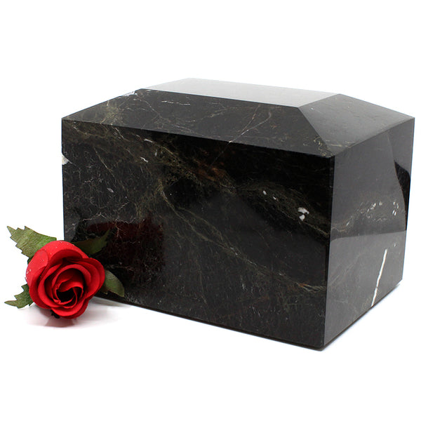 Rectangular marble urn with black and white marble 