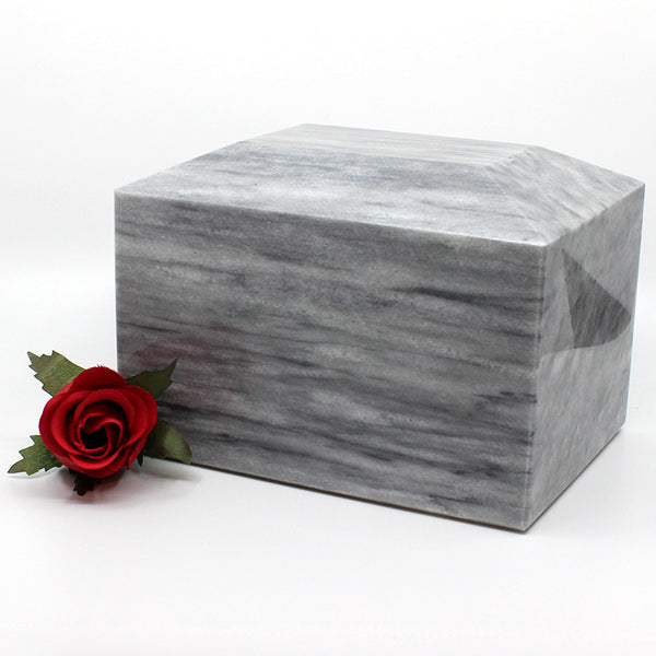 Rectangular grey marble urn
