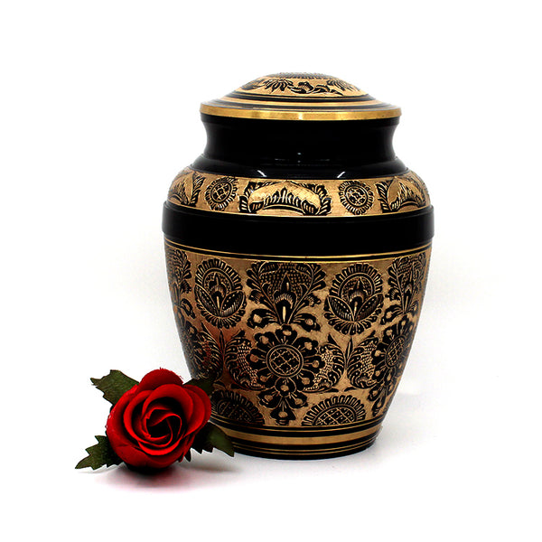 BLACK | GOLD FLORAL DETAIL – 03-2500 - Casket Depot Vancouver