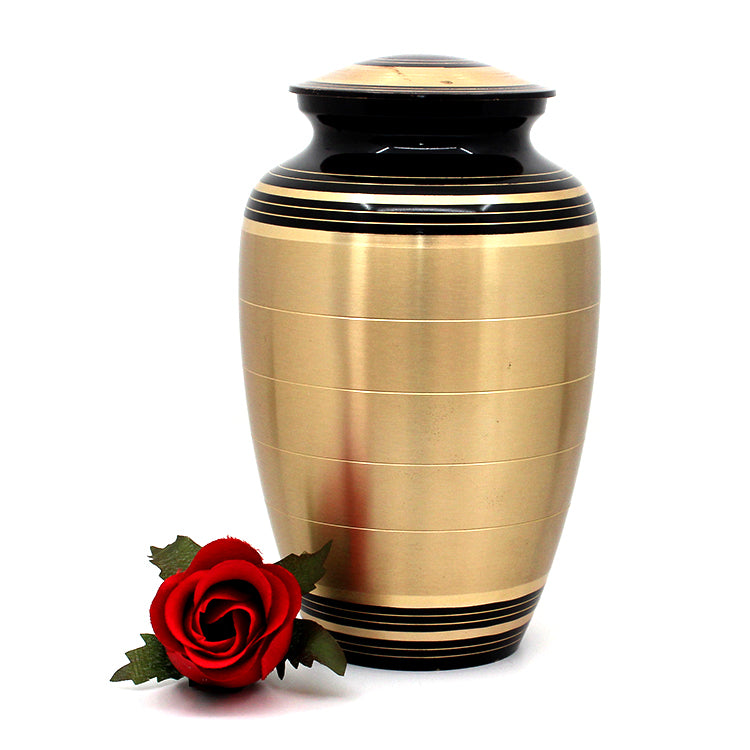 Brass Metal Urn For Ashes Gold & Black Casket Depot Vancouver