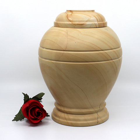 Round teak stone urn 