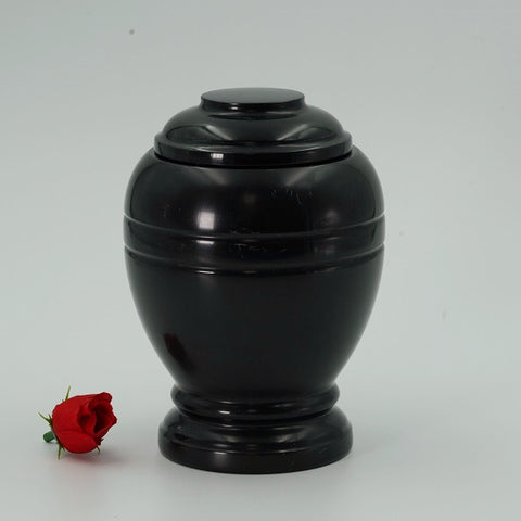Jet black marble keepsake urn