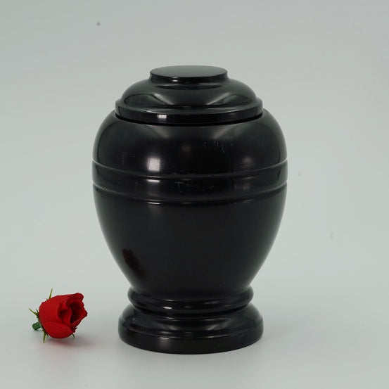 Jet black marble keepsake urn