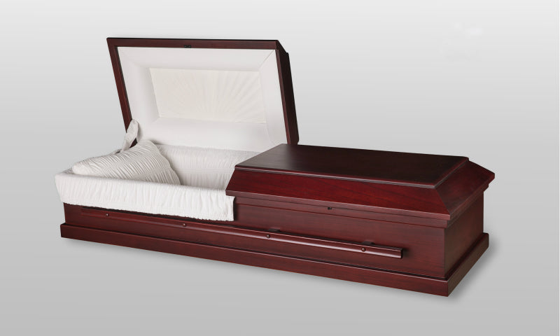 Pacifica Red Poplar Casket with white interior - Casket Depot Vancouver