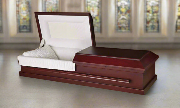 Pacifica Red Poplar Casket with white interior - Casket Depot Vancouver