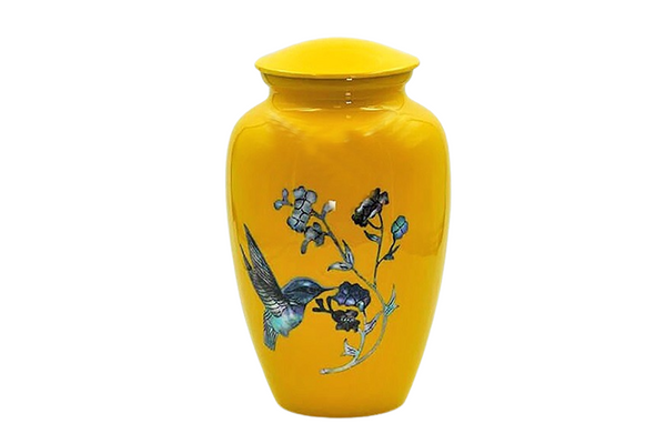 HUMMINGBIRD YELLOW ADULT CREMATION BRASS URN – 03-1959 - Casket Depot Vancouver